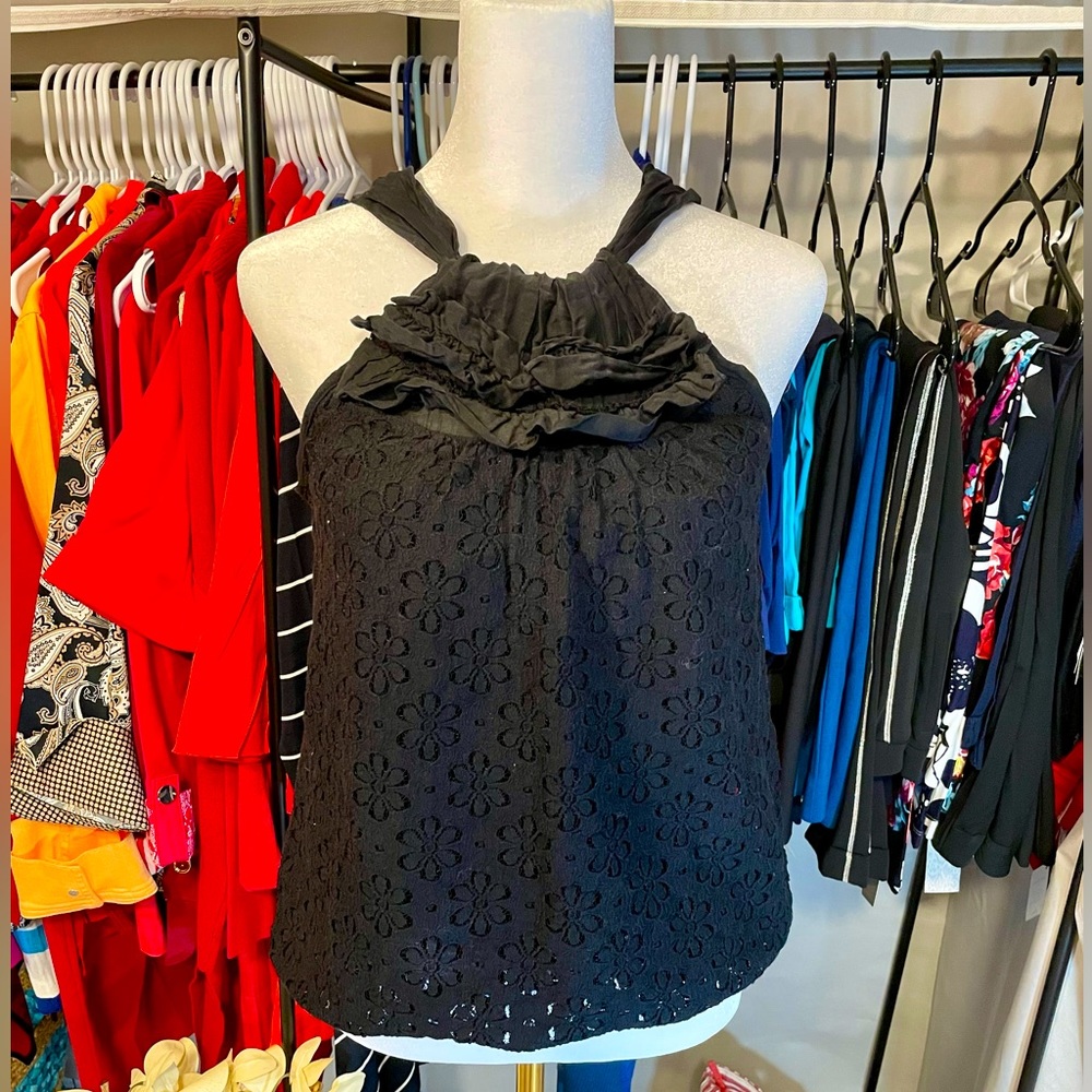 Ella Moss Eyelet Tank Top, size M, black